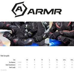 ARMR Kiso 4.0 WP Gloves – Black 19 ARMR Kiso 4.0 WP Gloves – Black -Motorcycle Riding Equipment ARMR Motorcycle Gloves Size Guide WM 2