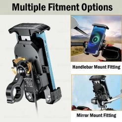 Bike It QI Wireless USB-C Phone Charger Holder -Motorcycle Riding Equipment Bike It QI Wirless USB C Phone Charger Holder LUGSMT27 7