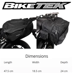 BikeTek Urbano Panniers -Motorcycle Riding Equipment BikeTek Expandable Motorcycle Panniers LUGPNR09 Dimensions WM
