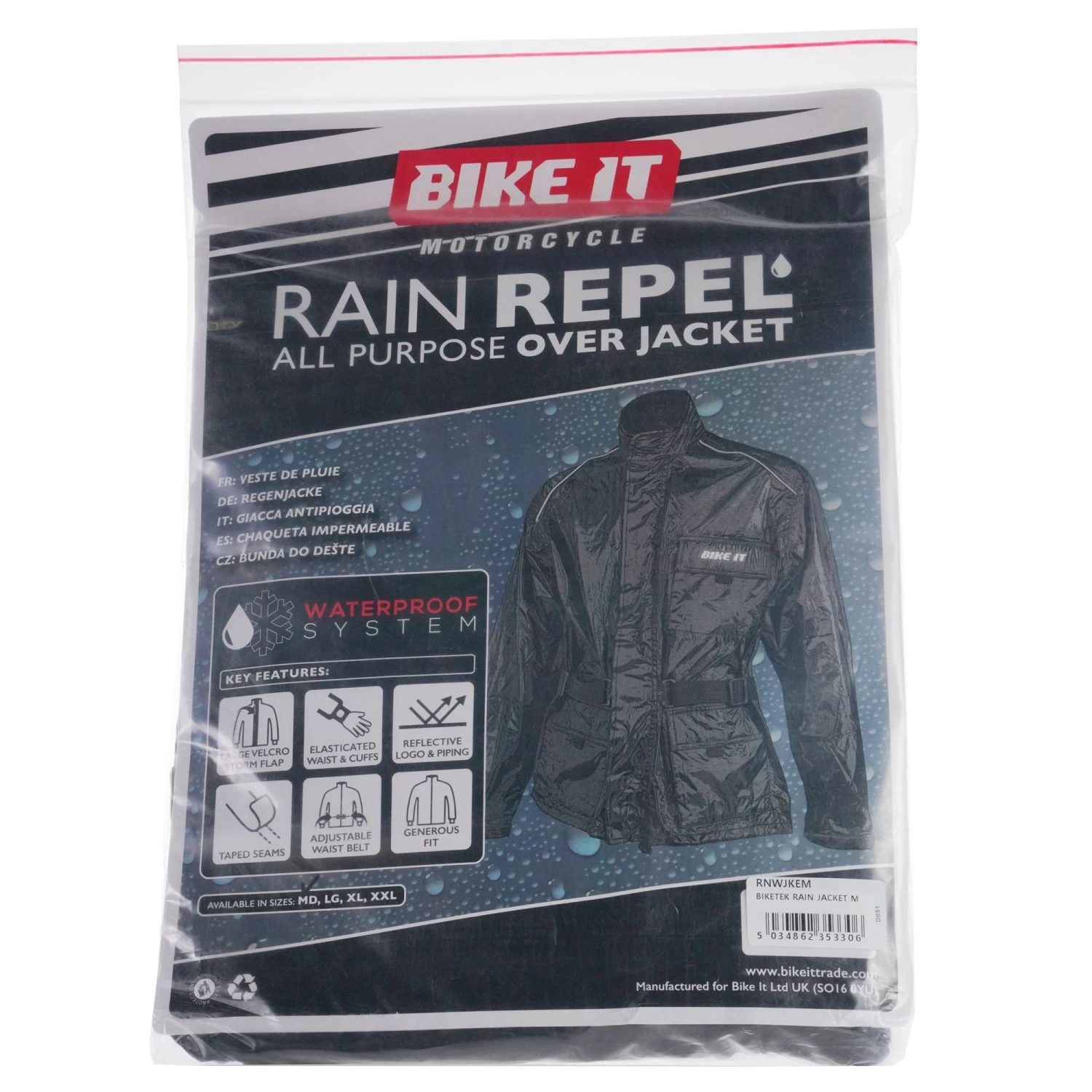 Biketek Deluxe Waterproof Over Jacket – Black 5 Biketek Deluxe Waterproof Over Jacket – Black - Image 3