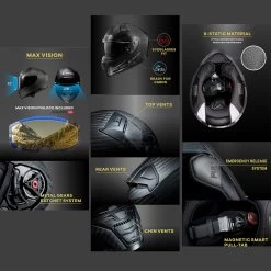 LS2 FF811 Vector II Carbon Plain Helmet -Motorcycle Riding Equipment LS2 FF811 Vector II Motorcycle Helmet Specifications 1