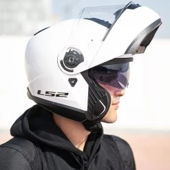 LS2 FF908 Strobe II Plain Helmet – White -Motorcycle Riding Equipment LS2 FF908 Strobe II Plain Motorcycle Helmet White Lifestyle 2