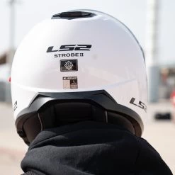 LS2 FF908 Strobe II Plain Helmet – White -Motorcycle Riding Equipment LS2 FF908 Strobe II Plain Motorcycle Helmet White Lifestyle 5