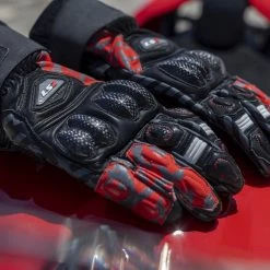 LS2 Feng Gloves – Black/Red -Motorcycle Riding Equipment LS2 Feng Motorcycle Gloves Black Red Lifestyle 1