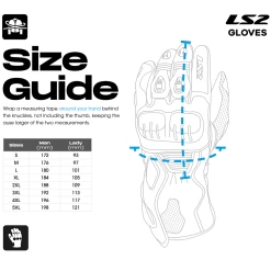 LS2 Feng Gloves – Black/Blue -Motorcycle Riding Equipment LS2 Motorcycle Gloves Size Guide 19
