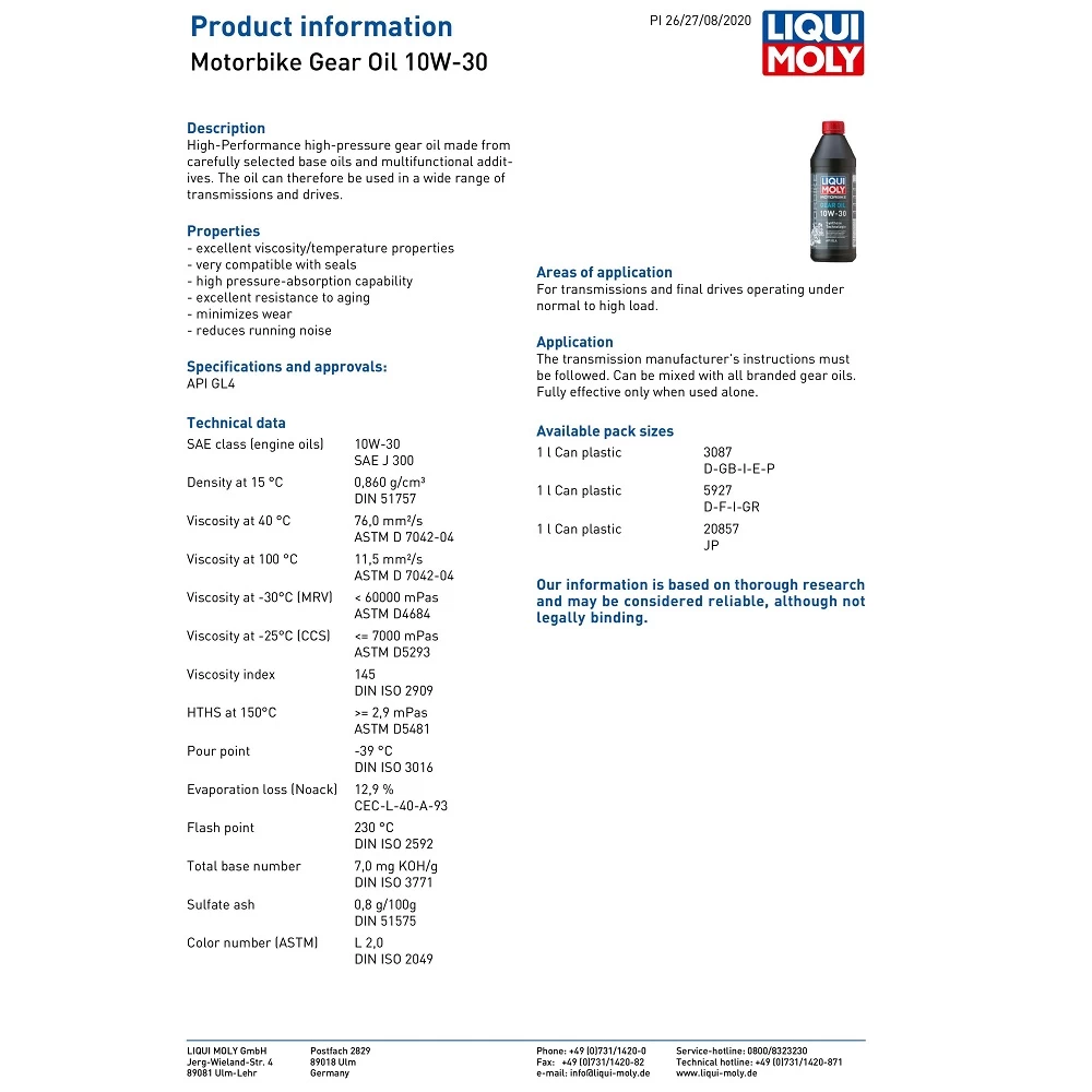 Liqui Moly 10W-30 Semi Synthetic Gear Oil 1L 4 Liqui Moly 10W-30 Semi Synthetic Gear Oil 1L - Image 2