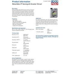 Liqui Moly 2 Stroke Scooter Semi Synthetic Street Oil -Motorcycle Riding Equipment Liqui Moly 2 Stroke Semi Synthetic Scooter Street Oil Specifications