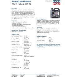 Liqui Moly 4 Stroke ATV 10W-40 Semi Synthetic Oil 7 Liqui Moly 4 Stroke ATV 10W-40 Semi Synthetic Oil -Motorcycle Riding Equipment Liqui Moly 4 Stroke 10W 40 Semi Synthetic ATV SxS Oil Specifications