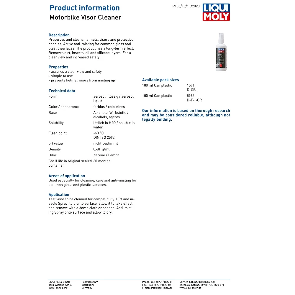 Liqui Moly Helmet Visor Cleaner 4 Liqui Moly Helmet Visor Cleaner - Image 2