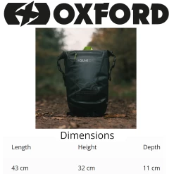 Oxford Aqua Evo 12L Backpack -Motorcycle Riding Equipment Oxford Aqua Evo 12L Waterproof Motorcycle Backpack OL685 Dimensions WM