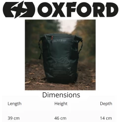 Oxford Aqua Evo 22L Backpack -Motorcycle Riding Equipment Oxford Aqua Evo 22L Waterproof Motorcycle Backpack OL686 Dimensions WM