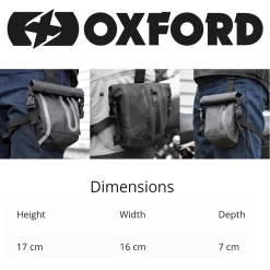 Oxford Aqua L1 Leg Bag -Motorcycle Riding Equipment Oxford Aqua L1 Motorcycle Leg Bag Dimensions WM