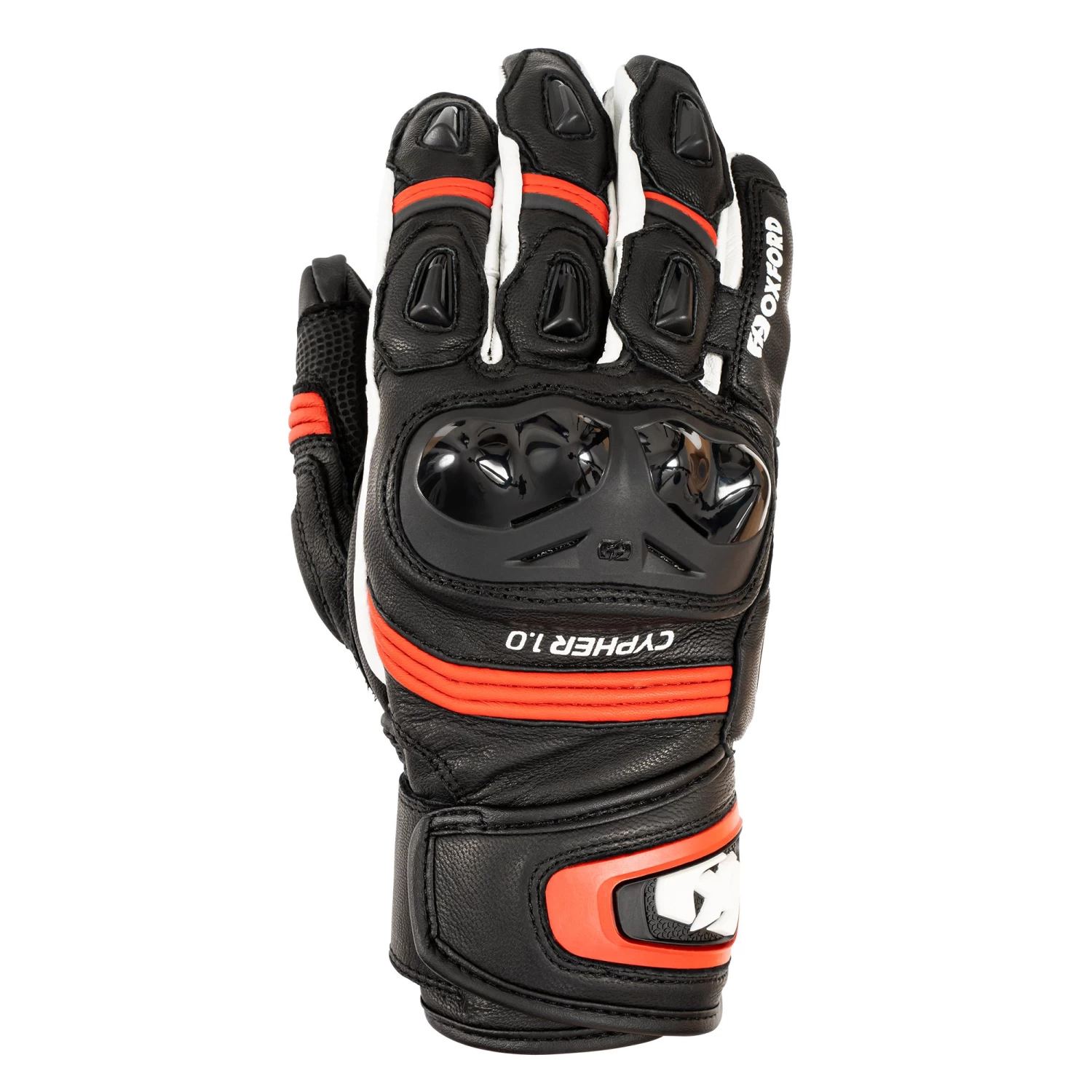 Oxford Cypher 1.0 Leather Gloves – Black/Red/White 3 Oxford Cypher 1.0 Leather Gloves – Black/Red/White