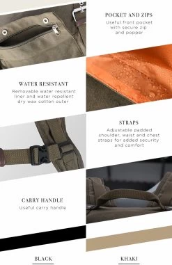 Oxford Heritage Black Backpack -Motorcycle Riding Equipment Oxford Heritage Motorcycle Backpack Features