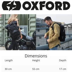 Oxford Heritage Black Backpack -Motorcycle Riding Equipment Oxford Heritage Motorcycle Backpack OL570 Dimensions WM