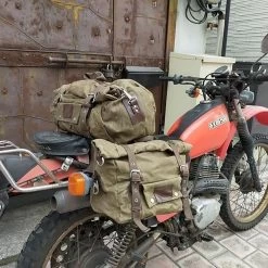 Oxford Heritage Khaki Panniers 40L -Motorcycle Riding Equipment Oxford Heritage Motorcycle Panniers Khaki OL578 Lifestyle 5