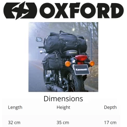 Oxford Heritage Black Panniers 40L -Motorcycle Riding Equipment Oxford Heritage Motorcycle Panniers OL573 Dimensions WM