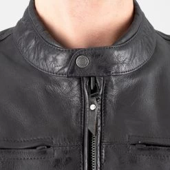 Oxford Holton Leather Jacket – Black -Motorcycle Riding Equipment Oxford Holton Leather Motorcycle Jacket Black 3