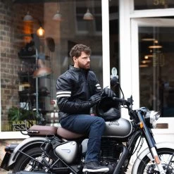 Oxford Holton Leather Jacket – Black -Motorcycle Riding Equipment Oxford Holton Leather Motorcycle Jacket Black Lifestyle 2
