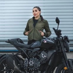 Oxford Iota 1.0 Air Women’s Jacket – Khaki -Motorcycle Riding Equipment Oxford Iota 1.0 Air Ladies Motorcycle Jacket Khaki Lifestyle 2