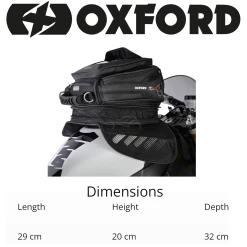 Oxford M15R Tank Bag -Motorcycle Riding Equipment Oxford M15R Motorcycle Tank Bag OL221 Dimensions WM