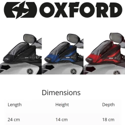 Oxford M1R Red Tank Bag -Motorcycle Riding Equipment Oxford M1R Motorcycle Tank Bag Dimensions WM 2