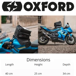 Oxford M40R Tank Bag -Motorcycle Riding Equipment Oxford M40R Motorcycle Tank Bag OL205 Dimensions WM