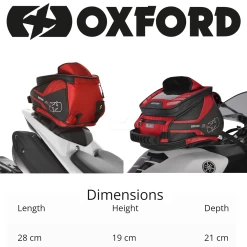 Oxford M4R Red Tank N Tailer -Motorcycle Riding Equipment Oxford M4R Motorcycle Tank N Trailer OL256 Dimensions WM