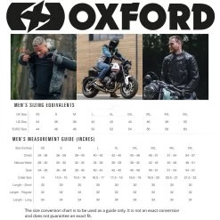 Oxford Mondial 2.0 Jacket – Black/Olive 15 Oxford Mondial 2.0 Jacket – Black/Olive -Motorcycle Riding Equipment Oxford Mens Clothing Motorcycle Size Guide WM 1 21