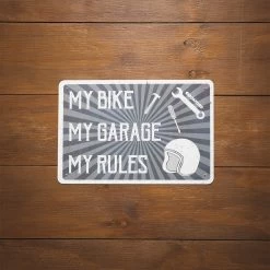 Oxford My Rules Garage Sign -Motorcycle Riding Equipment Oxford My Rules Motorcycle Garage Sign OX378 Lifestyle 1