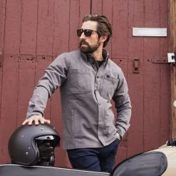 Oxford Original Ridgeback Shirt – Grey -Motorcycle Riding Equipment Oxford Original Ridgeback Mens Motorcycle Shirt Grey Lifestyle 1