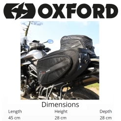 Oxford P50R Black Panniers -Motorcycle Riding Equipment Oxford P50R Motorcycle Panniers Dimensions WM