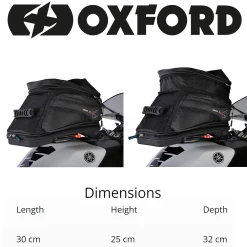 Oxford Q20R Tank Bag -Motorcycle Riding Equipment Oxford Q20R Motorcycle Tank Bag OL241 Dimensions WM