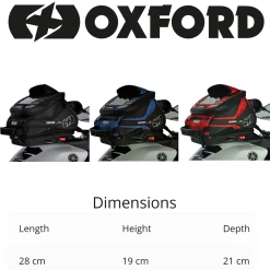 Oxford Q4R Black Tank Bag -Motorcycle Riding Equipment Oxford Q4R Motorcycle Tank Bag Dimensions WM