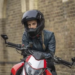 Oxford Radley Women’s Leather Jacket – Teal -Motorcycle Riding Equipment Oxford Radley Leather Womens Motorcycle Jacket Teal Lifestyle 2