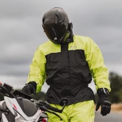 Oxford Rainseal Over Jacket – Black/Fluo -Motorcycle Riding Equipment Oxford Rainseal Motorcycle Over Jacket Yellow Lifestyle 1