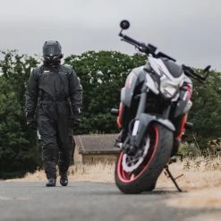 Oxford Rainseal Over Suit – Black -Motorcycle Riding Equipment Oxford Rainseal Motorcycle Over Suit Black Lifestyle 2