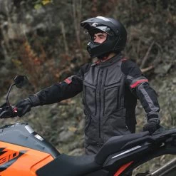 Oxford Rockland Jacket – Charcoal/Black/Red -Motorcycle Riding Equipment Oxford Rockland Motorcycle Jacket Charcoal Lifestyle 1