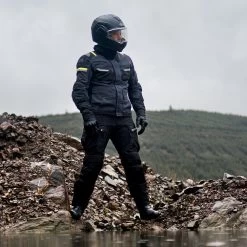 Oxford Stormland Jacket – Grey/Black/Fluo -Motorcycle Riding Equipment Oxford Stormland TriLaminate Motorcycle Jacket Grey Lifestyle 9