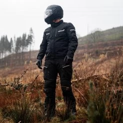 Oxford Stormland Trousers – Tech Black -Motorcycle Riding Equipment Oxford Stormland TriLaminate Motorcycle Trousers Black Lifestyle 1