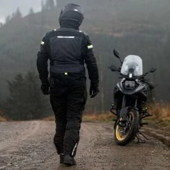 Oxford Stormland Trousers – Tech Black -Motorcycle Riding Equipment Oxford Stormland TriLaminate Motorcycle Trousers Black Lifestyle 6