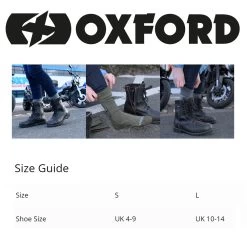 Oxford Thermal Regular Oxsocks -Motorcycle Riding Equipment Oxford Thermal Motorcycle Socks Size Guide 1
