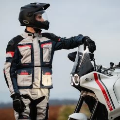 RST Adventure-X Jacket – Silver/Blue/Red -Motorcycle Riding Equipment RST Adventure X Motorcycle Jacket Silver Blue Red Lifestyle 3