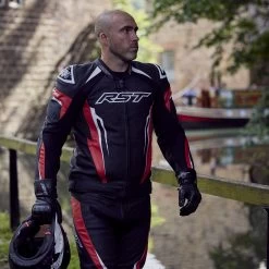 RST Tractech Evo 5 Leather Jacket – Red -Motorcycle Riding Equipment RST Tractech Evo 5 Leather Motorcycle Jacket Red Lifestyle 1