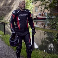 RST Tractech Evo 5 Leather Jacket – Red -Motorcycle Riding Equipment RST Tractech Evo 5 Leather Motorcycle Jacket Red Lifestyle 3