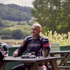 RST Tractech Evo 5 Leather Jacket – Red -Motorcycle Riding Equipment RST Tractech Evo 5 Leather Motorcycle Jacket Red Lifestyle 4