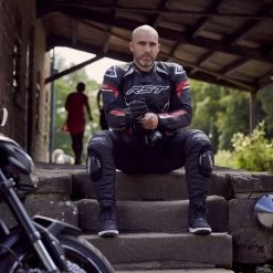 RST Tractech Evo 5 Leather Jacket – Red -Motorcycle Riding Equipment RST Tractech Evo 5 Leather Motorcycle Jacket Red Lifestyle 6