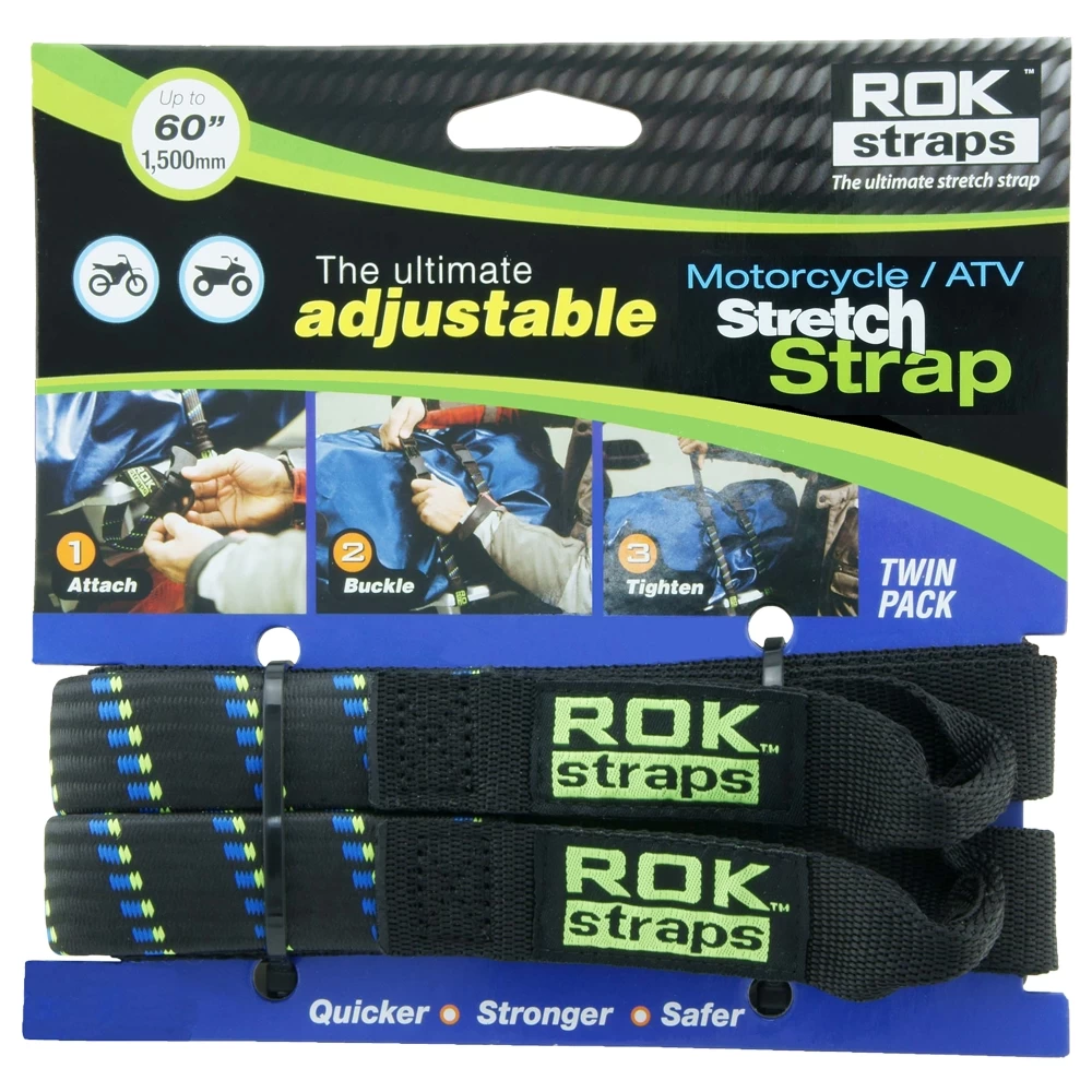 ROK Striped Motorcycle Luggage Straps 1500 Mm 3 ROK Striped Motorcycle Luggage Straps 1500 Mm