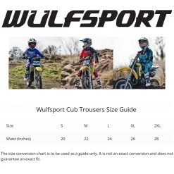 Wulfsport Cub Matrix Trousers – Blue -Motorcycle Riding Equipment Wulfsport Cub Trousers Size Guide 1 9